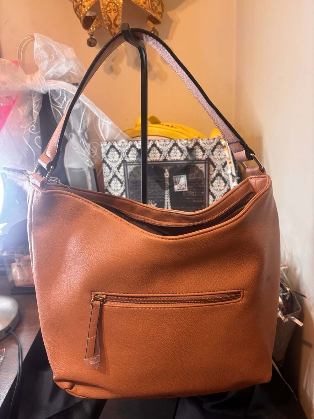 Nicole by Nicole Miller Hobo Handbag Size One Size Dusty Nude Faux Leather - Picture 3 of 8
